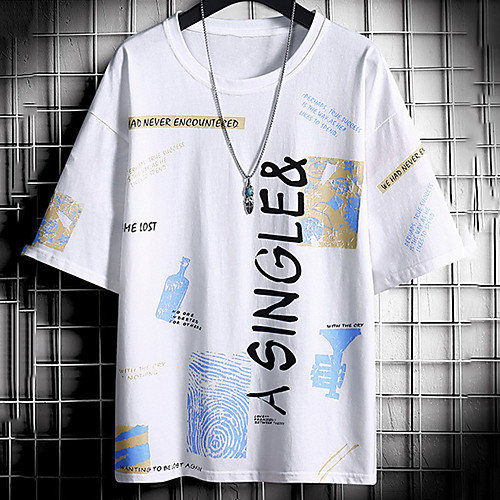 

Men's Unisex Tee T shirt Hot Stamping Graphic Prints Fingerprint Letter Plus Size Print Short Sleeve Casual Tops Cotton Basic Fashion Designer Big and Tall White Black