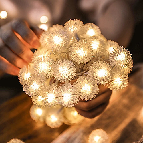 

LED Ball String Light 10m 100 LEDs Light String Hair Ball Light String Garden Decoration Holiday Arrangement LED Curtain Light String for Home Outdoor Wedding Christmas Party Fairy Lantern Decoration