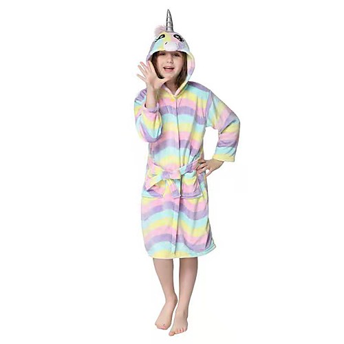 

Kid's Kigurumi Pajamas Cartoon Onesie Pajamas Flannel Fabric Rainbow Cosplay For Boys and Girls Animal Sleepwear Cartoon Festival / Holiday Costumes / Waist Belt