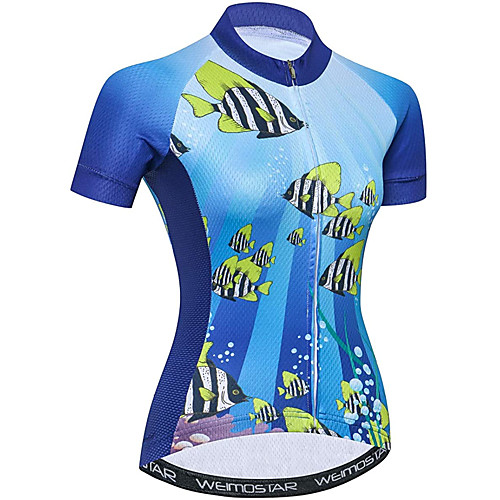

21Grams Women's Short Sleeve Cycling Jersey Summer Spandex Polyester Blue Stripes Butterfly Hawaii Bike Jersey Top Mountain Bike MTB Road Bike Cycling Quick Dry Moisture Wicking Breathable Sports