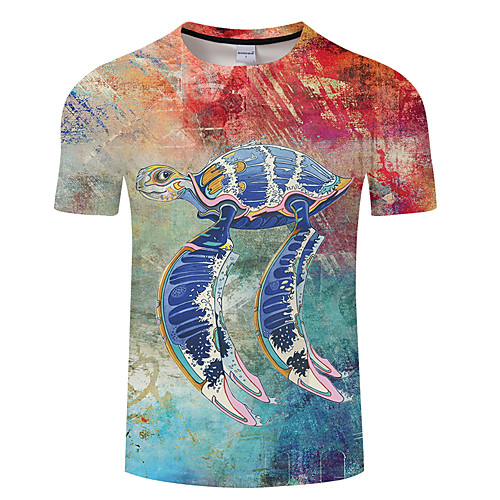 

Men's Unisex Tee T shirt 3D Print Graphic Prints Underwater World Animal Plus Size 3D Print Print Short Sleeve Casual Tops Basic Designer Big and Tall White Black Rainbow