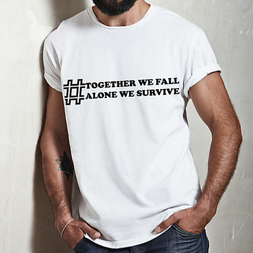 

Men's Unisex Tee T shirt Hot Stamping Graphic Prints Letter Plus Size Print Short Sleeve Casual Tops Cotton Basic Fashion Designer Big and Tall White