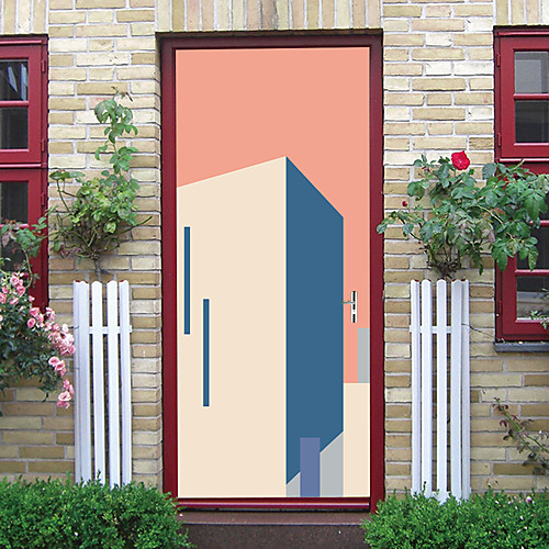 

2pcs Geometric Pattern Self-adhesive Creative Door Stickers For Living Room Diy Decorative Home Waterproof Wall Stickers