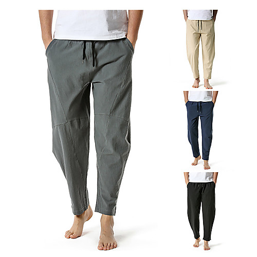 

Men's Casual / Sporty Chino Outdoor Sports Slim Casual Daily Pants Chinos Pants Solid Color Full Length Sporty Khaki Black Dark Gray Navy Blue / Summer / Drawstring