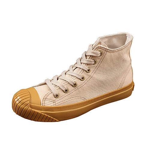 

Fashion Sneakers Vulcanized Skate Shoes Men And Women Couples High-Top Canvas Breathable Spring Summer Beige