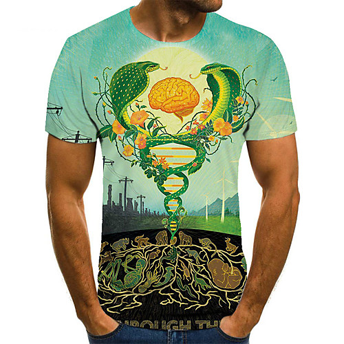 

Men's Unisex Tee T shirt 3D Print Graphic Prints Snake Plus Size Print Short Sleeve Casual Tops Basic Fashion Designer Big and Tall Green