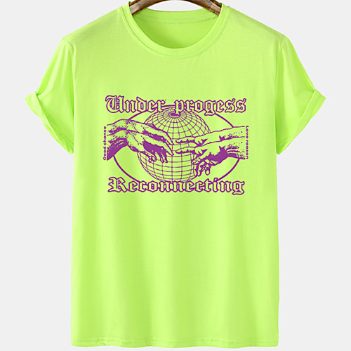 

Men's Unisex Tee T shirt Hot Stamping Graphic Prints Earth Hand Letter Plus Size Short Sleeve Casual Tops Cotton Basic Designer Big and Tall White Black Khaki