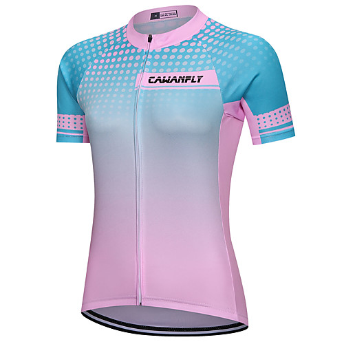 

CAWANFLY Women's Short Sleeve Cycling Jersey Summer PinkGreen Bike Jersey Top Mountain Bike MTB Road Bike Cycling Quick Dry Sports Clothing Apparel