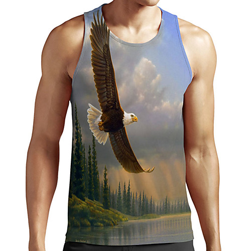 

Men's Unisex Tank Top Undershirt 3D Print Graphic Prints Eagle Plus Size Print Sleeveless Casual Tops Basic Designer Big and Tall Brown