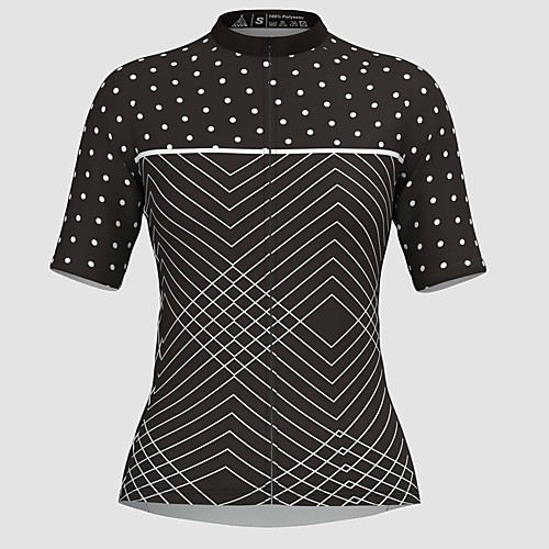 

21Grams Women's Short Sleeve Cycling Jersey Summer Spandex Polyester Black Polka Dot Bike Jersey Top Mountain Bike MTB Road Bike Cycling Quick Dry Moisture Wicking Breathable Sports Clothing Apparel