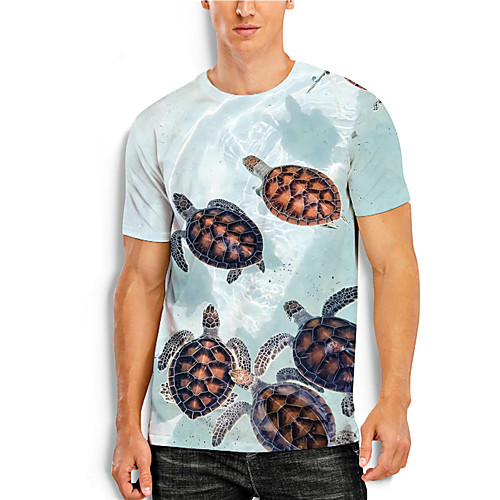 

Men's Tee T shirt 3D Print Graphic Prints Tortoise Print Short Sleeve Daily Tops Casual Designer Big and Tall Blue