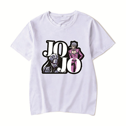 

Men's Unisex Tee T shirt Hot Stamping Anime Graphic Prints Plus Size JoJo's Bizarre Adventure Print Short Sleeve Casual Tops Cotton Basic Designer Big and Tall White Black Red