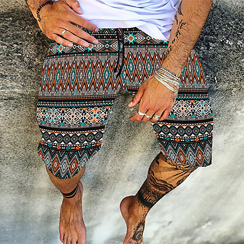 

Men's Hawaiian Chino Outdoor Daily Beach Chinos Shorts Pants Graphic Prints Knee Length Elastic Waist Print Black