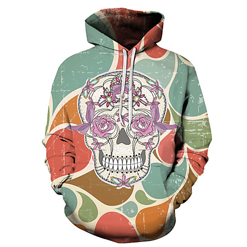 

Men's Unisex Plus Size Pullover Hoodie Sweatshirt Graphic Prints Skull Print Hooded Casual Daily Holiday 3D Print Basic Designer Hoodies Sweatshirts Long Sleeve Purple Green White