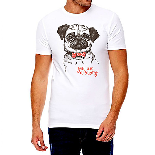 

Men's Unisex Tee T shirt Hot Stamping Dog Graphic Prints Letter Plus Size Print Short Sleeve Casual Tops Cotton Basic Fashion Designer Big and Tall White