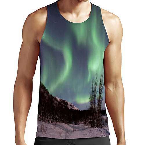 

Men's Unisex Tank Top Undershirt 3D Print Scenery Graphic Prints Plus Size Print Sleeveless Casual Tops Basic Fashion Designer Breathable Green