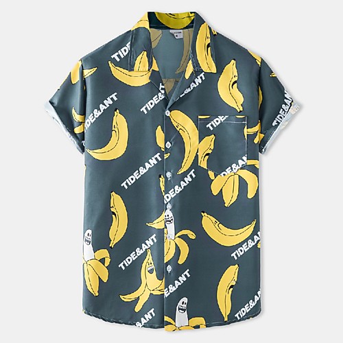 

Men's Shirt Other Prints Letter Animal Print Short Sleeve Daily Tops Beach Boho Gray