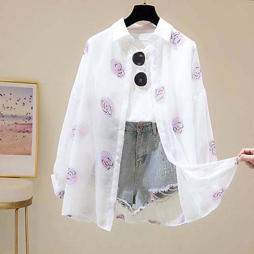 

Women's Coat Daily Wear Spring Summer Regular Coat Regular Fit Casual / Daily Jacket Pattern Others Light Blue Purple