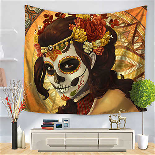 

Wall Tapestry Art Decor Blanket Curtain Hanging Home Bedroom Living Room Decoration Polyester Skull Woman