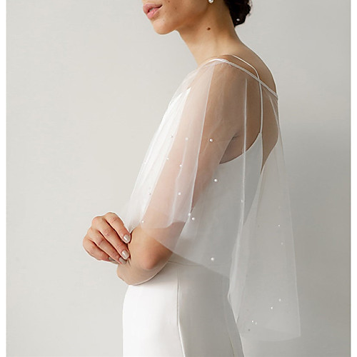 

Half Sleeve Sweet Tulle Wedding / Wedding Party Women's Wrap With Beading / Solid