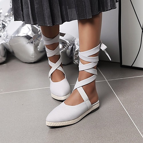 

Women's Sandals Lace up Flat Heel Round Toe PU Synthetics Yellow Orange Gray