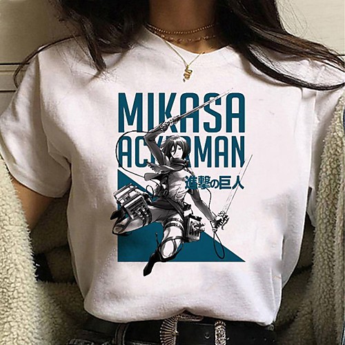 

Inspired by Attack on Titan Cosplay Anime Cartoon Polyester / Cotton Blend Print Harajuku Graphic Kawaii T-shirt For Women's / Men's