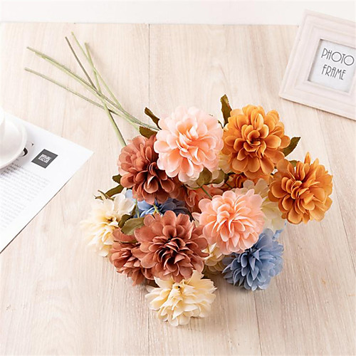 

3 Head Imitation Dahlia Table Decoration Silk Flower Bouquet 66cm