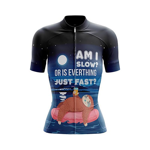 

21Grams Women's Short Sleeve Cycling Jersey Summer Spandex Polyester Blue Sloth Bike Jersey Top Mountain Bike MTB Road Bike Cycling Quick Dry Moisture Wicking Breathable Sports Clothing Apparel