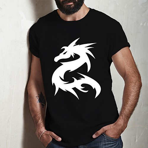 

Men's Unisex Tee T shirt Shirt Hot Stamping Dragon Graphic Prints Plus Size Print Short Sleeve Casual Tops Cotton Basic Fashion Designer Big and Tall Round Neck Black / Summer