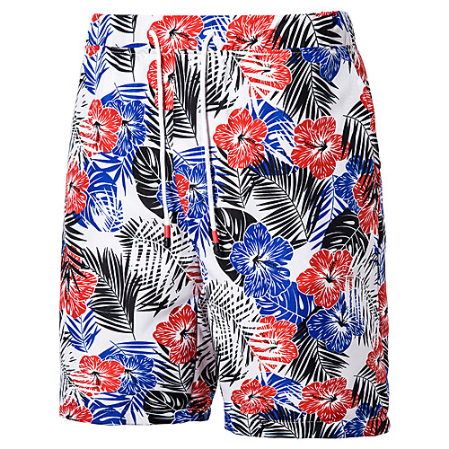 

Men's Casual Plus Size Loose Casual Holiday Shorts Bermuda shorts Pants Graphic Flower / Floral Knee Length White / Summer / Drawstring