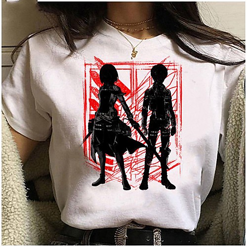 

Inspired by Attack on Titan Cosplay Anime Cartoon Polyester / Cotton Blend Print Harajuku Graphic Kawaii T-shirt For Women's / Men's