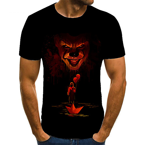 

Men's Unisex Tee T shirt 3D Print Graphic Prints Human Plus Size Print Short Sleeve Casual Tops Basic Fashion Designer Big and Tall Black