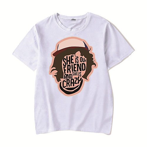 

Men's Unisex Tee T shirt Hot Stamping Anime Graphic Prints Plus Size Stranger Things Print Short Sleeve Casual Tops Cotton Basic Designer Big and Tall White Red Blushing Pink