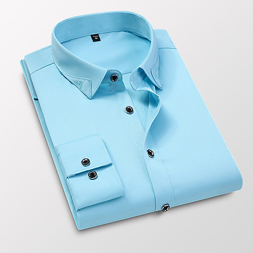 

Men's Shirt non-printing Solid Colored Solid Color Long Sleeve Daily Tops Business Basic Button Down Collar Light Pink Purple White / Work