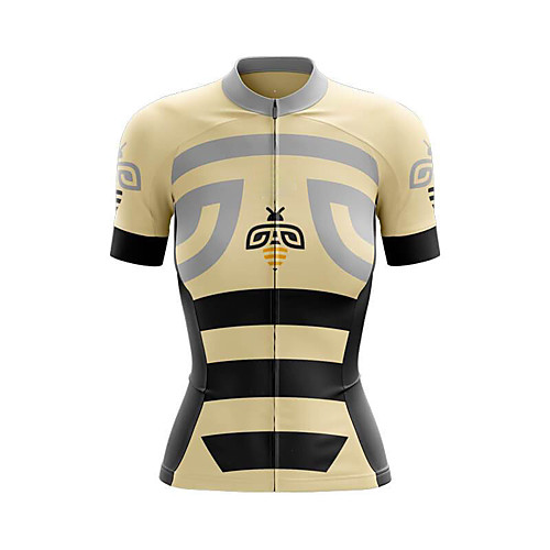 

21Grams Women's Short Sleeve Cycling Jersey Summer Spandex Polyester Khaki Stripes Bike Jersey Top Mountain Bike MTB Road Bike Cycling Quick Dry Moisture Wicking Breathable Sports Clothing Apparel