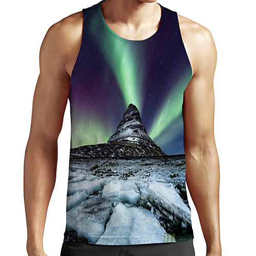 

Men's Unisex Tank Top Undershirt 3D Print Scenery Graphic Prints Plus Size Print Sleeveless Casual Tops Basic Fashion Designer Breathable Green
