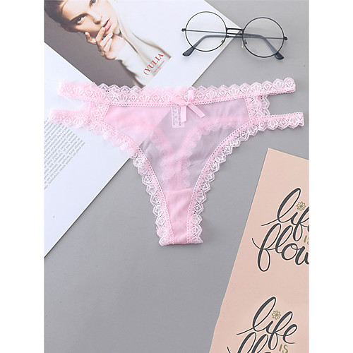

Women's Lace / Hole / Print G-strings & Thongs Panties Micro-elastic Low Waist 1 PC Blushing Pink One-Size