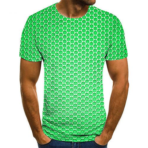 

Men's Unisex Tee T shirt 3D Print Graphic Prints Geometry Plus Size Print Short Sleeve Casual Tops Basic Fashion Designer Big and Tall Green