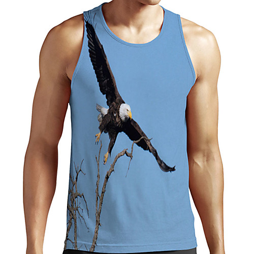 

Men's Unisex Tank Top Undershirt 3D Print Graphic Prints Eagle Plus Size Print Sleeveless Casual Tops Basic Designer Big and Tall Blue
