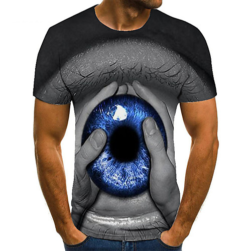 

Men's Unisex Tee T shirt 3D Print Graphic Prints Eye Plus Size Print Short Sleeve Casual Tops Basic Fashion Designer Big and Tall Gray