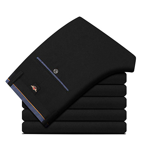 

Men's Chic & Modern Chino Comfort Breathable Business Formal Dress Pants Business Pants Plain Solid Color Full Length Pocket Black Dark Blue