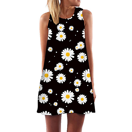 

Women's Strap Dress Knee Length Dress Flower 1 Blue Yellow Green Black Sleeveless Solid Color Spring Summer Casual / Daily 2021 S M L XL 2XL 3XL