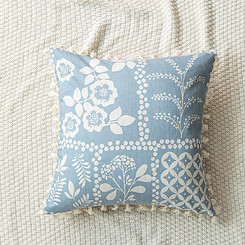 

Cushion Cover Plant Flower Print Around Tassel Sofa Cushion Cover