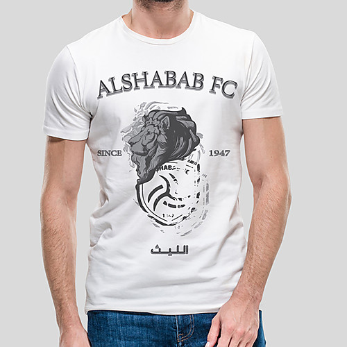 

Men's Unisex Tee T shirt Hot Stamping Graphic Prints Lion Plus Size Print Short Sleeve Casual Tops Cotton Basic Designer Big and Tall White