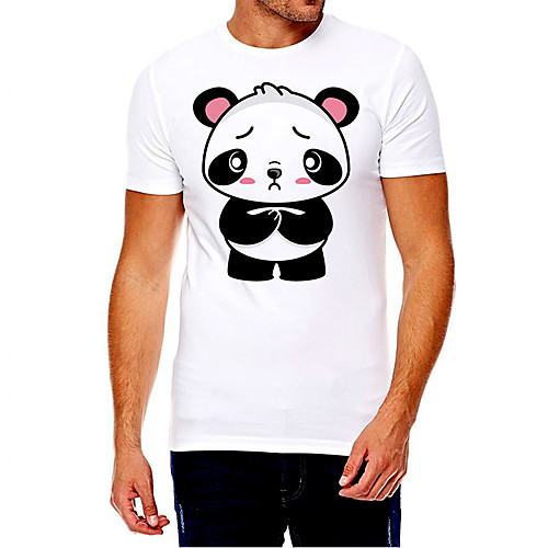 

Men's Unisex Tee T shirt Hot Stamping Cartoon Graphic Prints Panda Plus Size Print Short Sleeve Casual Tops Cotton Basic Fashion Designer Big and Tall White