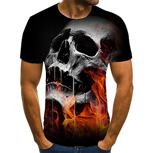 

Men's Unisex Tee T shirt 3D Print Graphic Prints Skull Plus Size Print Short Sleeve Casual Tops Basic Fashion Designer Big and Tall Black