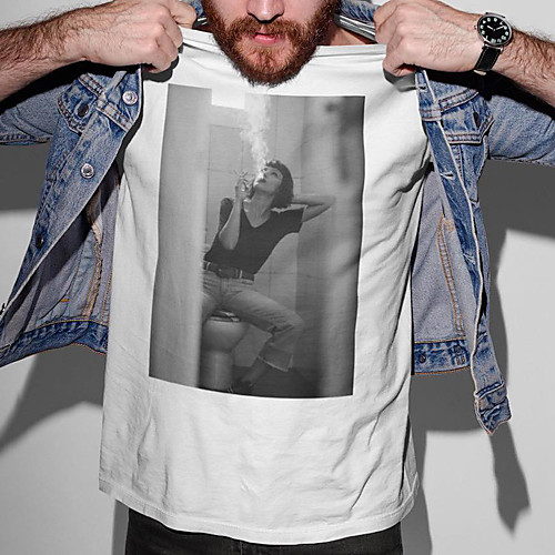 

Men's Unisex Tee T shirt Hot Stamping Graphic Prints Human Plus Size Print Short Sleeve Casual Tops Cotton Basic Vintage Designer Big and Tall White