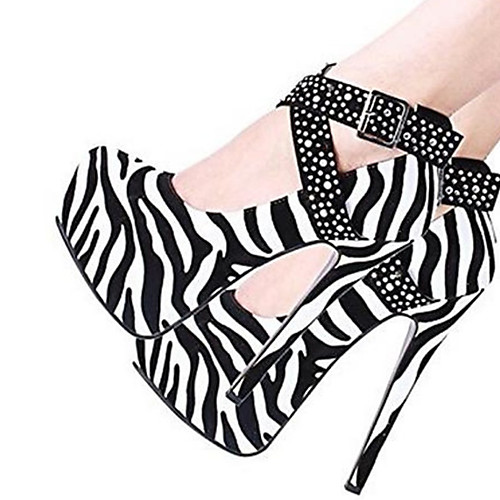 

Women's Heels Stiletto Heel Round Toe Satin Rhinestone Lace-up Black / White Black