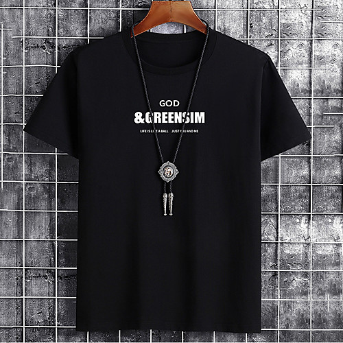 

Men's Unisex Tee T shirt Hot Stamping Graphic Prints Letter Plus Size Print Short Sleeve Casual Tops Cotton Basic Fashion Designer Big and Tall White Black Khaki