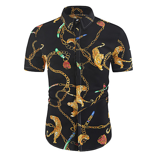 

Men's Shirt Other Prints Tiger Short Sleeve Daily Tops Simple A
